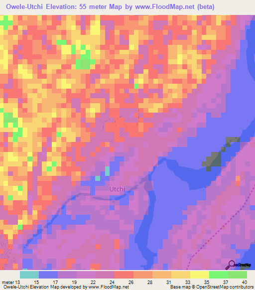 Owele-Utchi,Nigeria Elevation Map