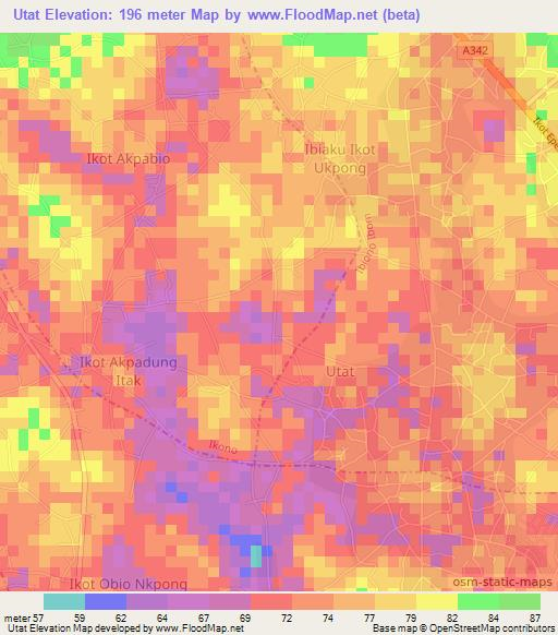 Utat,Nigeria Elevation Map