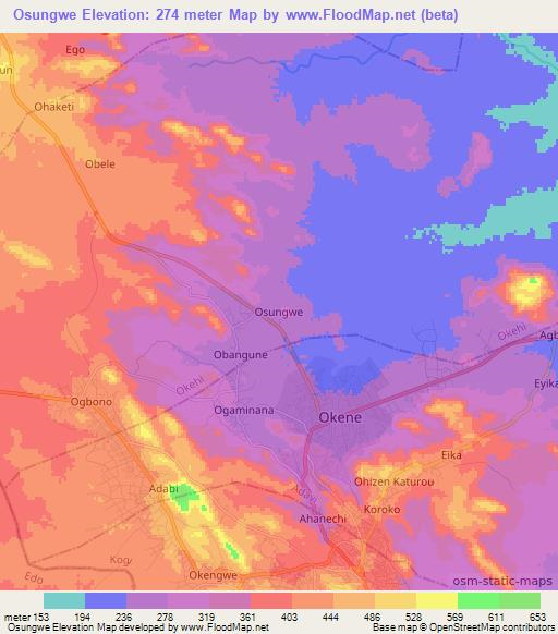 Osungwe,Nigeria Elevation Map