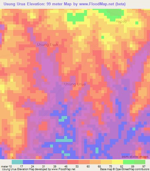 Usung Urua,Nigeria Elevation Map