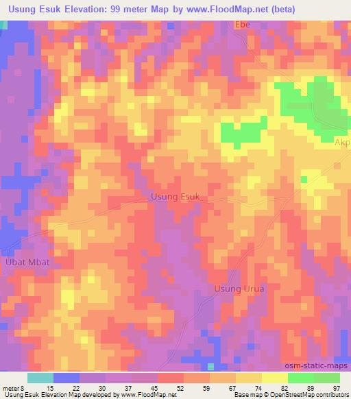 Usung Esuk,Nigeria Elevation Map