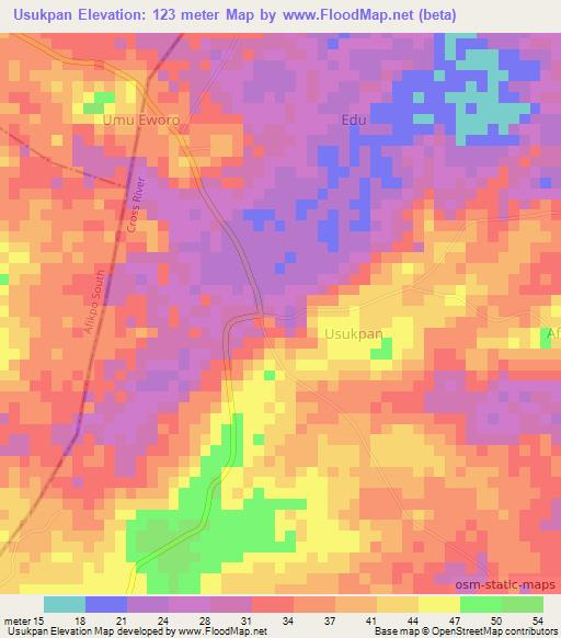 Usukpan,Nigeria Elevation Map