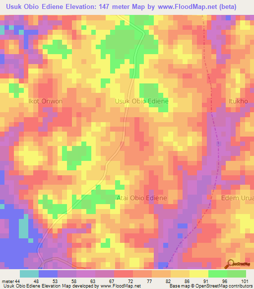 Usuk Obio Ediene,Nigeria Elevation Map