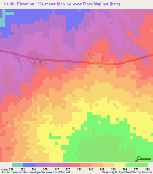 Usubu,Nigeria Elevation Map