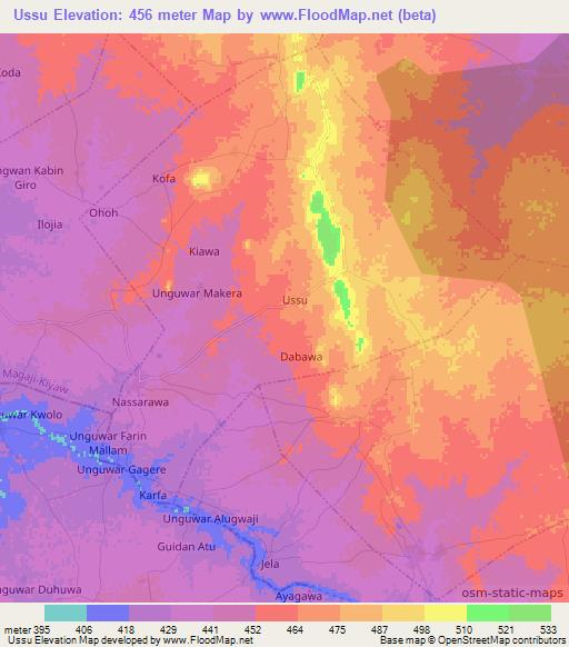 Ussu,Nigeria Elevation Map