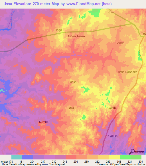 Ussa,Nigeria Elevation Map