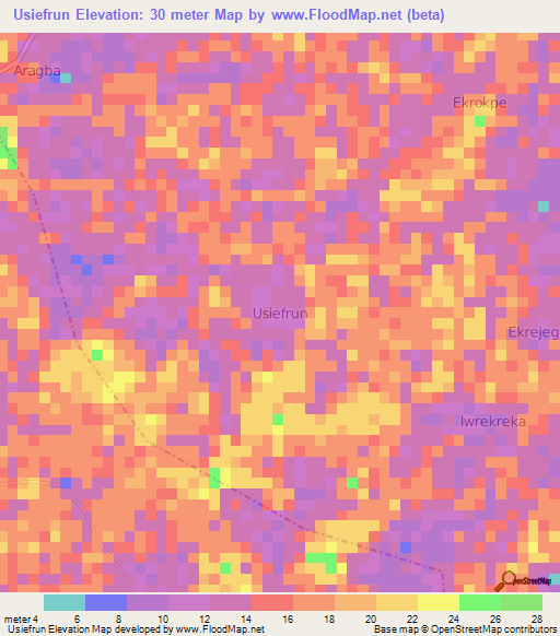 Usiefrun,Nigeria Elevation Map