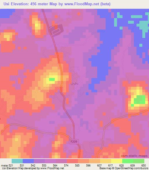 Usi,Nigeria Elevation Map