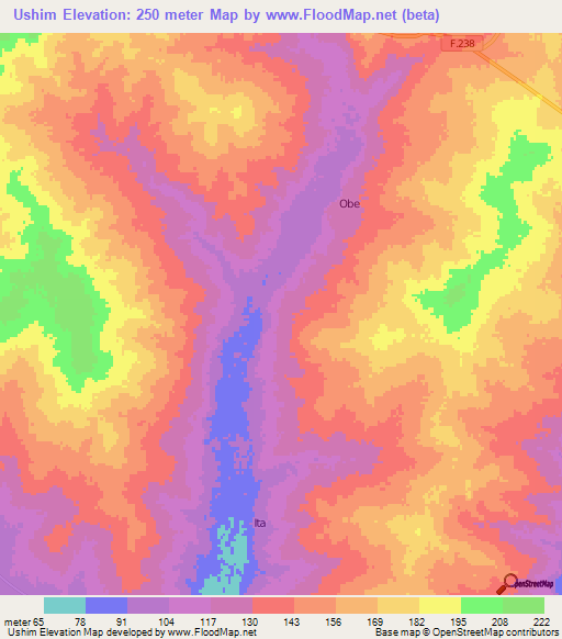 Ushim,Nigeria Elevation Map