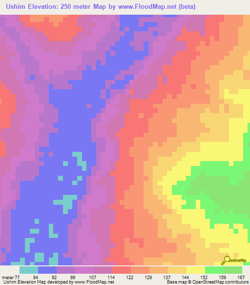 Ushim,Nigeria Elevation Map