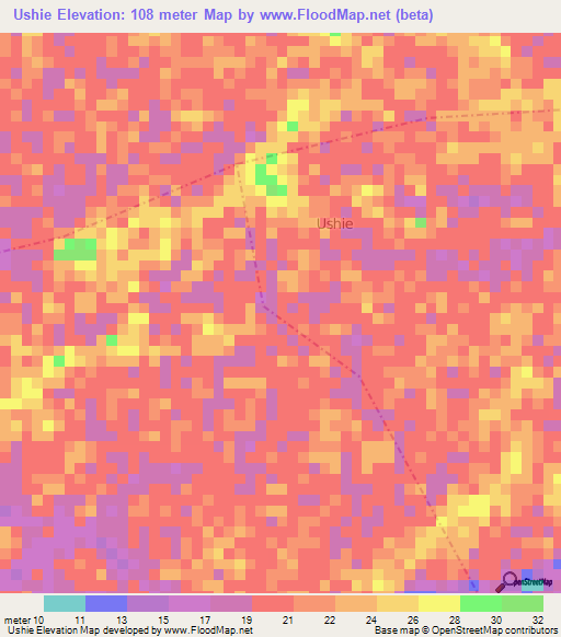 Ushie,Nigeria Elevation Map