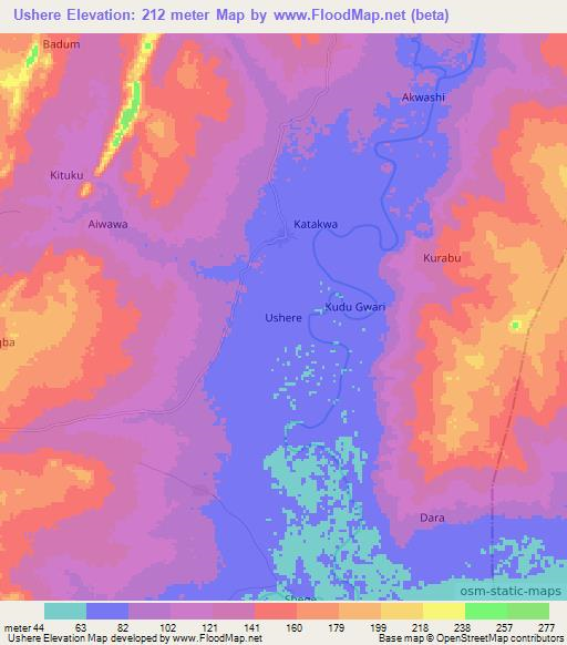 Ushere,Nigeria Elevation Map