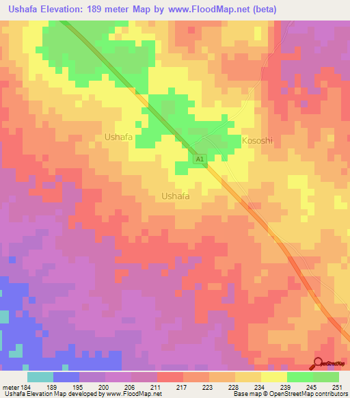 Ushafa,Nigeria Elevation Map