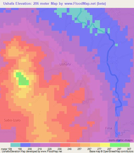 Ushafa,Nigeria Elevation Map