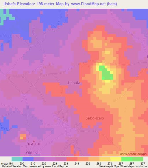 Ushafa,Nigeria Elevation Map