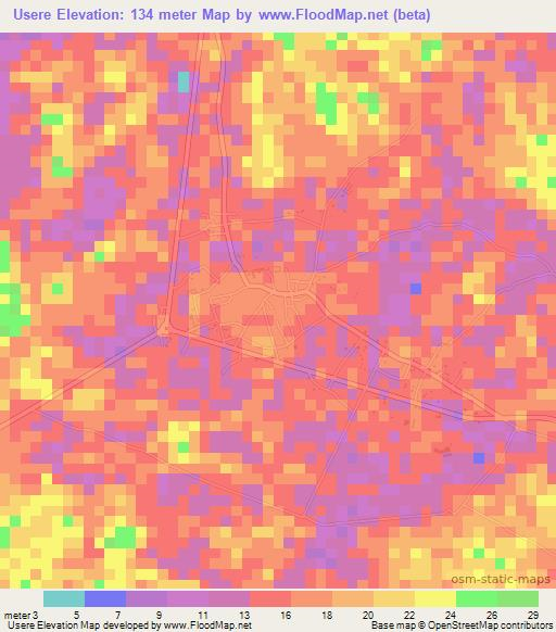 Usere,Nigeria Elevation Map