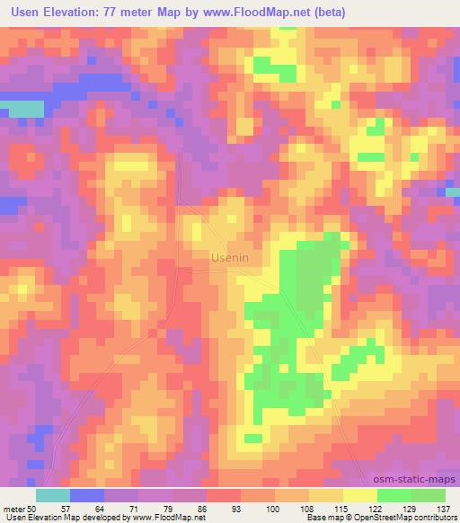 Usen,Nigeria Elevation Map