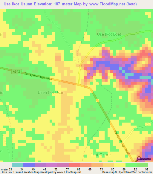 Use Ikot Usuan,Nigeria Elevation Map