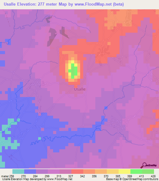 Usalle,Nigeria Elevation Map