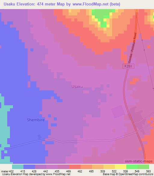 Usaku,Nigeria Elevation Map