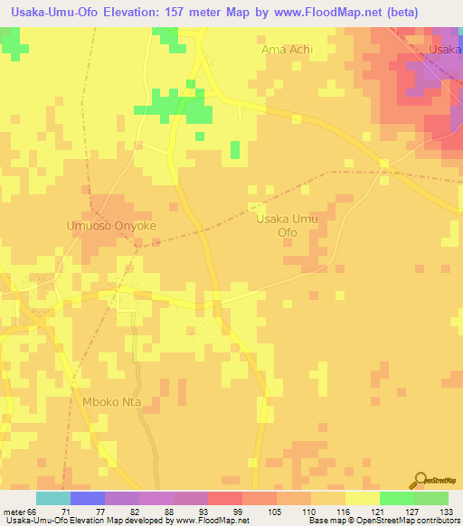 Usaka-Umu-Ofo,Nigeria Elevation Map