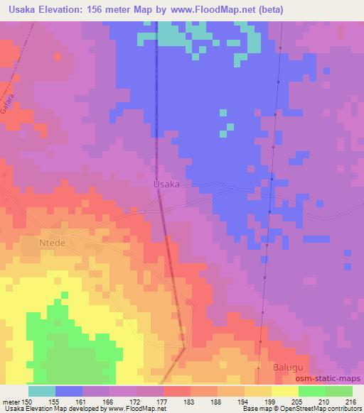 Usaka,Nigeria Elevation Map