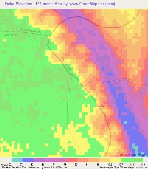 Usaka,Nigeria Elevation Map