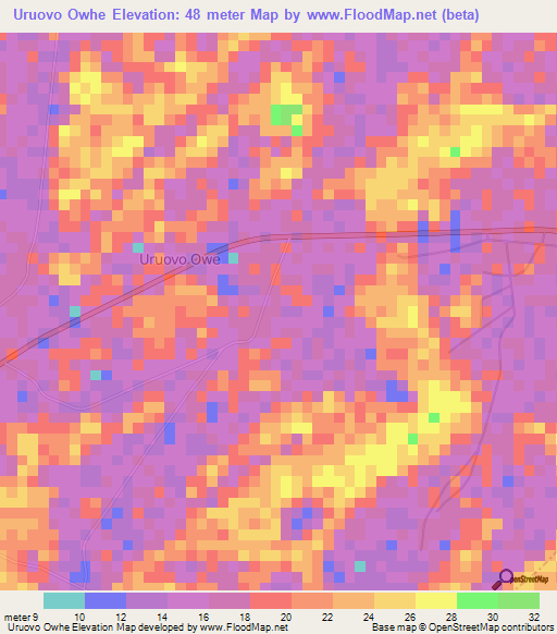 Uruovo Owhe,Nigeria Elevation Map