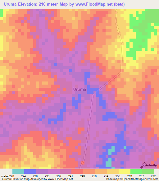 Uruma,Nigeria Elevation Map