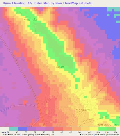 Urum,Nigeria Elevation Map