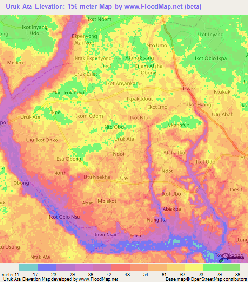 Uruk Ata,Nigeria Elevation Map