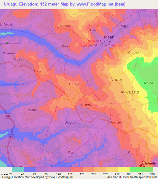 Uruagu,Nigeria Elevation Map