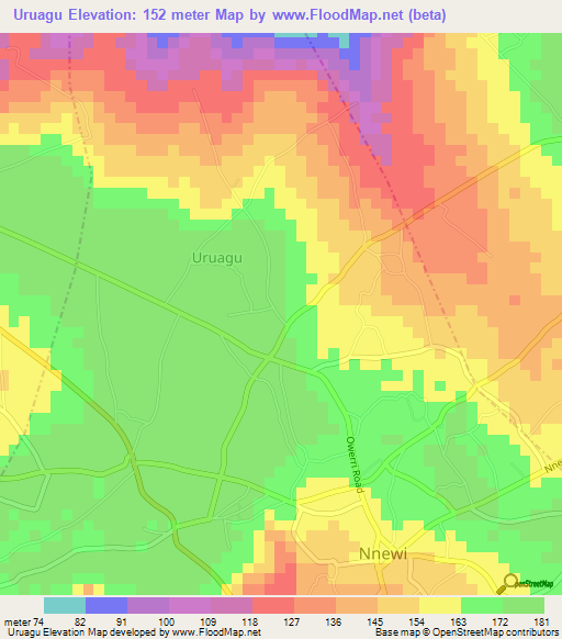 Uruagu,Nigeria Elevation Map