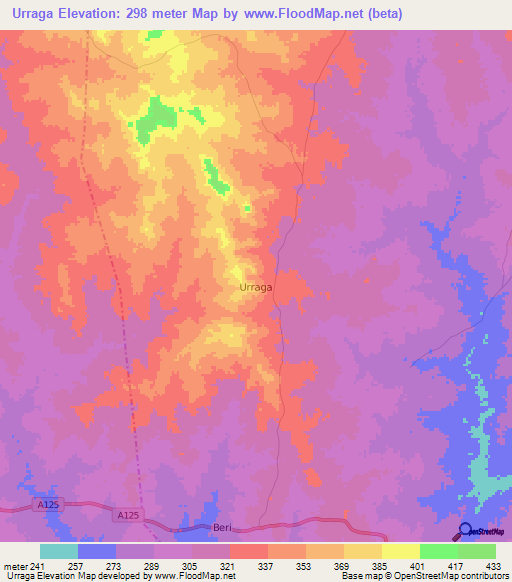 Urraga,Nigeria Elevation Map