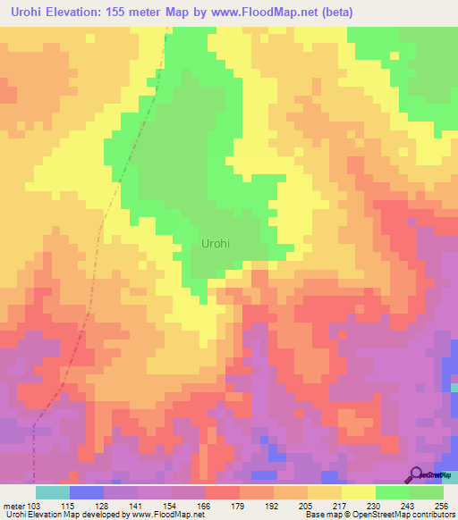 Urohi,Nigeria Elevation Map