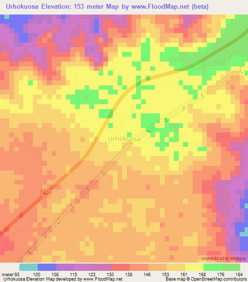 Urhokuosa,Nigeria Elevation Map