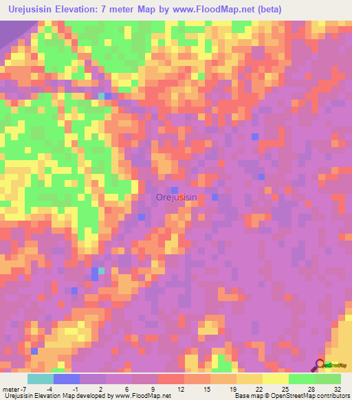 Urejusisin,Nigeria Elevation Map