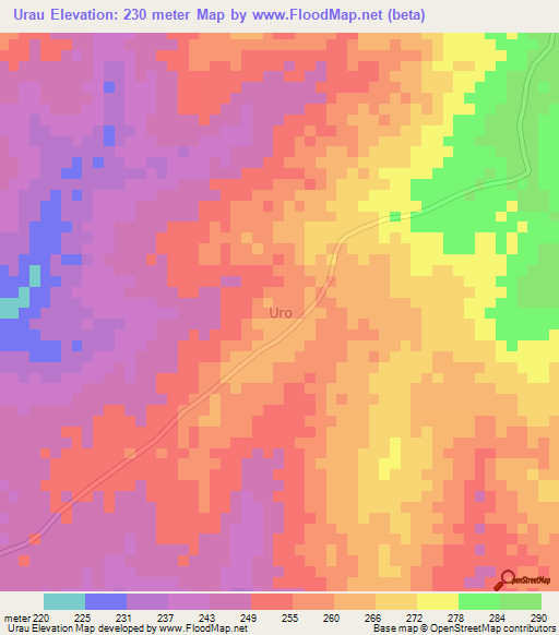 Urau,Nigeria Elevation Map