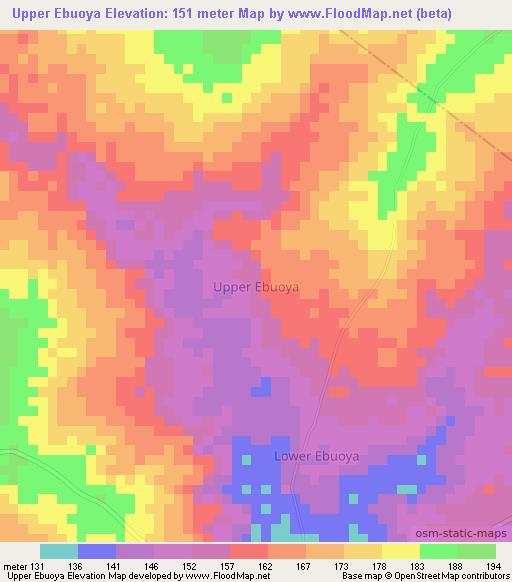 Upper Ebuoya,Nigeria Elevation Map