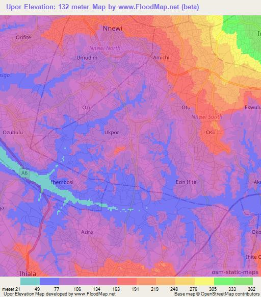 Upor,Nigeria Elevation Map