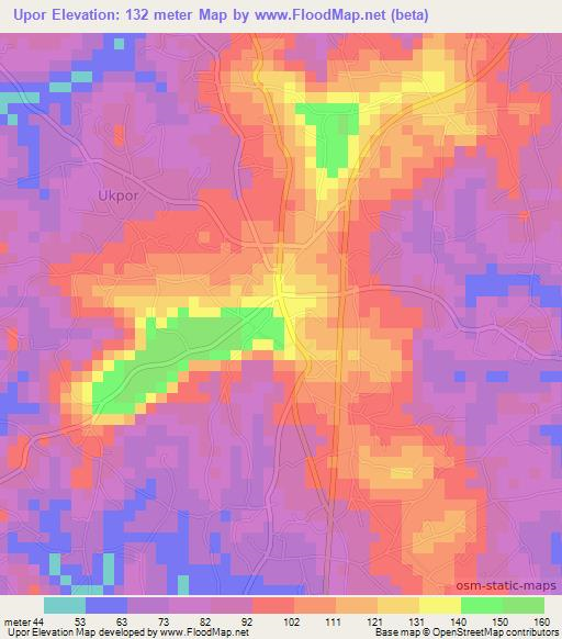 Upor,Nigeria Elevation Map