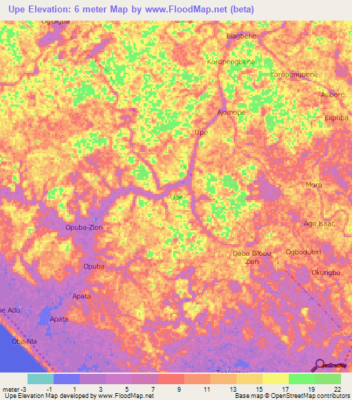 Upe,Nigeria Elevation Map