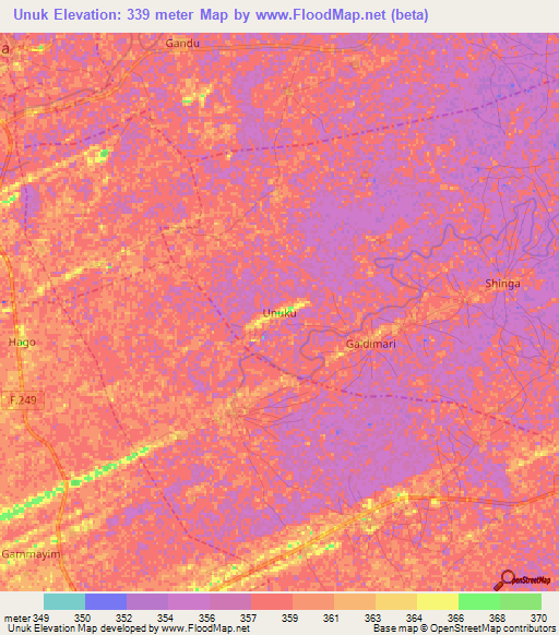 Unuk,Nigeria Elevation Map