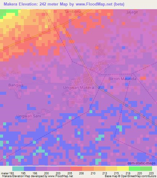 Makera,Nigeria Elevation Map