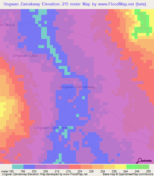 Ungwan Zamakway,Nigeria Elevation Map