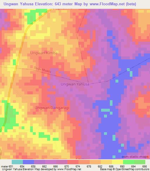 Ungwan Yahusa,Nigeria Elevation Map