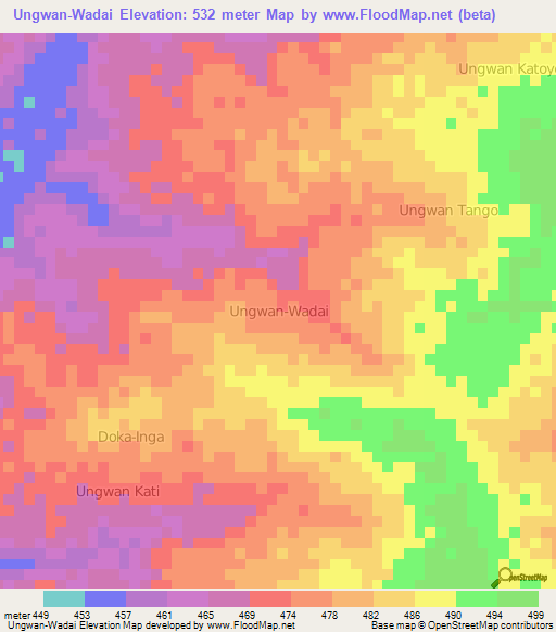 Ungwan-Wadai,Nigeria Elevation Map