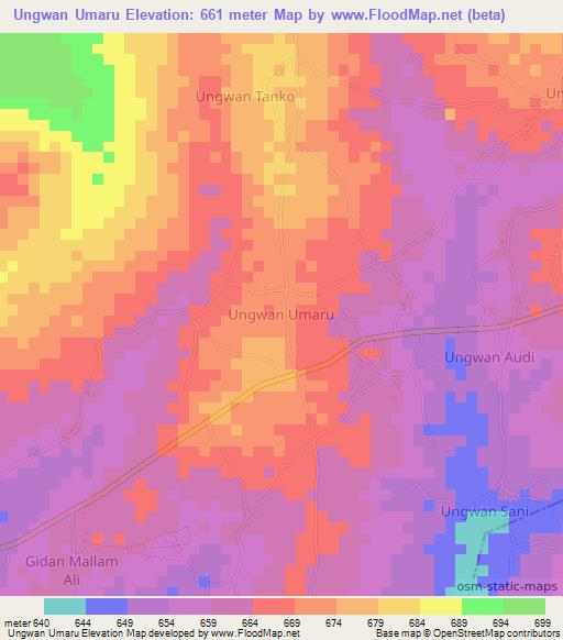 Ungwan Umaru,Nigeria Elevation Map