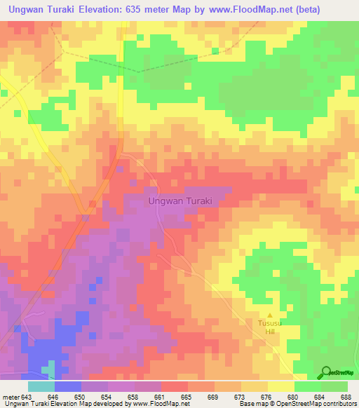 Ungwan Turaki,Nigeria Elevation Map