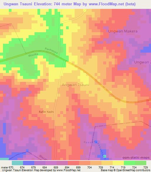 Ungwan Tsauni,Nigeria Elevation Map